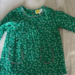 Mini Boden Teal Floral top with Pink Trim